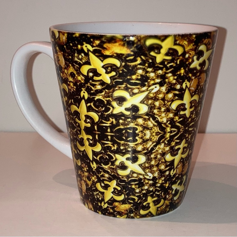 Fleur de Lis Black Gold New Orleans Mug Limited Edition Collectible Cup